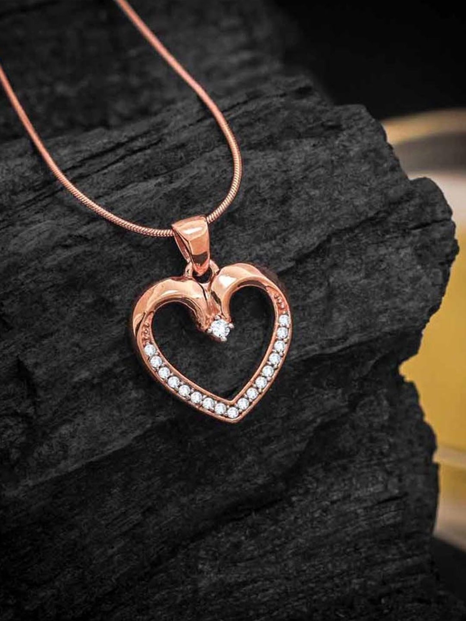 Anayra 92.5 Sterling Silver Heart Pendant with Chain for Women