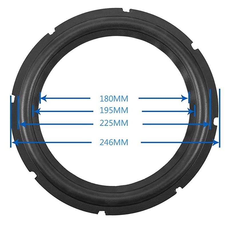 Perforated Rubber Speaker Foam Edge Subwoofer Surround Rings Replacement Parts for Speaker Repair or DIY Black2pcs