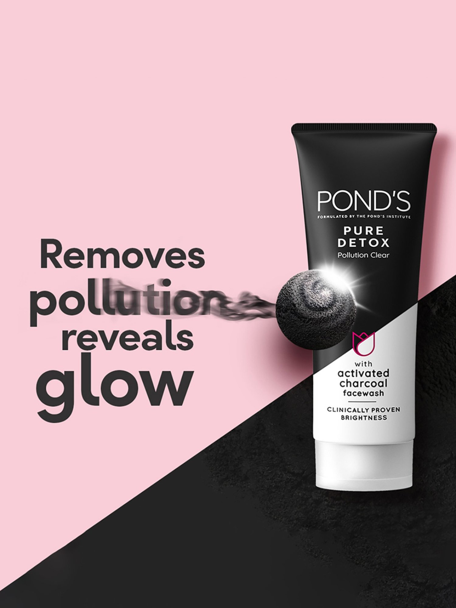 Pond's Pure Detox with Activated Charcoal Face Wash - 100 gm
