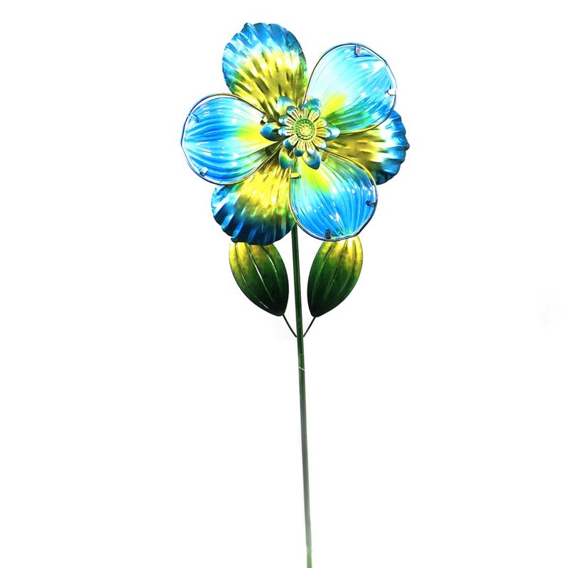 Home & Garden 37.0" Isabel Flower Stake Blue Handcrafted Regal Art & Gift  -  Decorative Garden Stakes