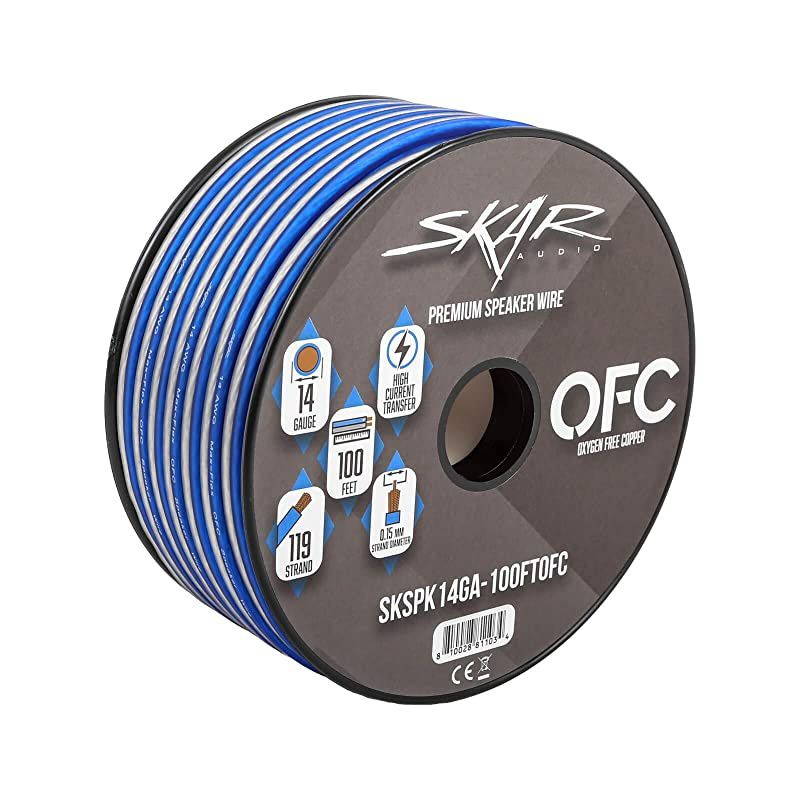 14 Gauge Elite AWG OxygenFree Copper Audio Speaker Wire 100 Feet BlueWhite