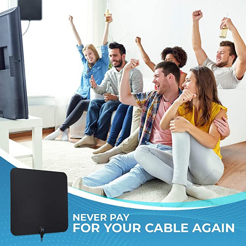 Early Release 2021 Chip] HDTV Indoor Antenna Long Range 315 Mile Signal Reception; High Power Amplifier to Boost Signal + 16.5 ft Coax Cable; Supports All HD Digital TV formats;  (US Company)