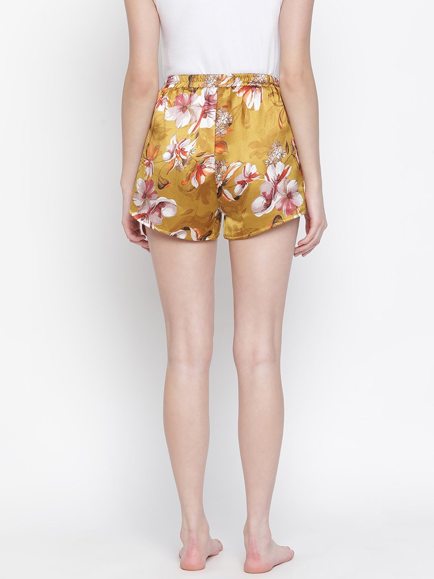Oxolloxo Mustard Floral Print Shorts