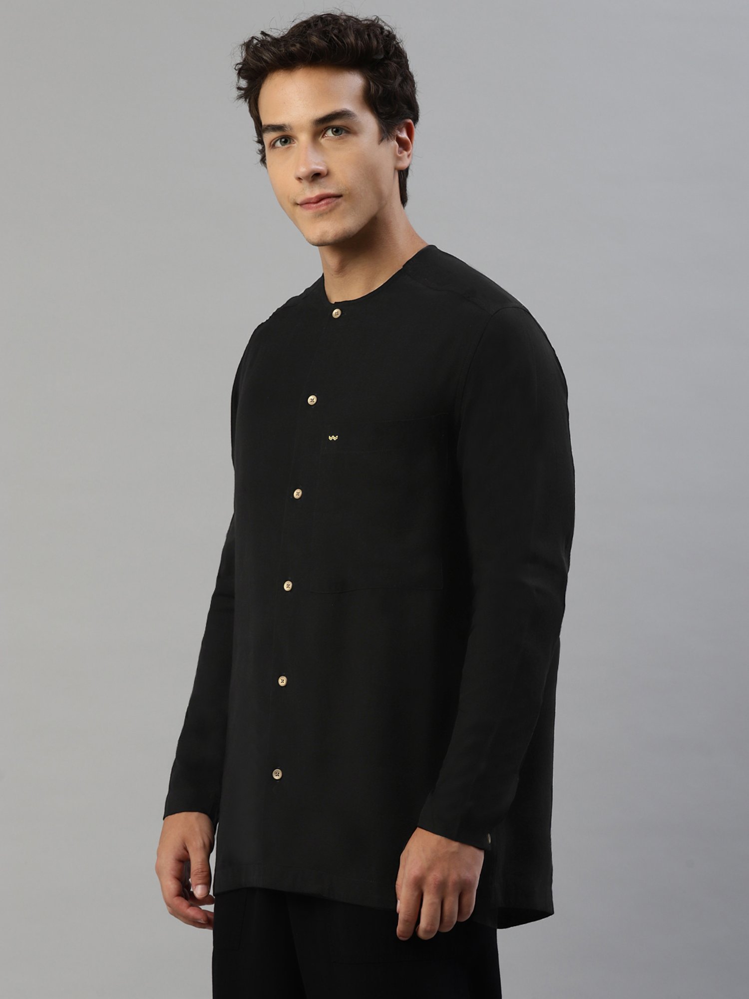 Slowave Black Regular Fit Shirt