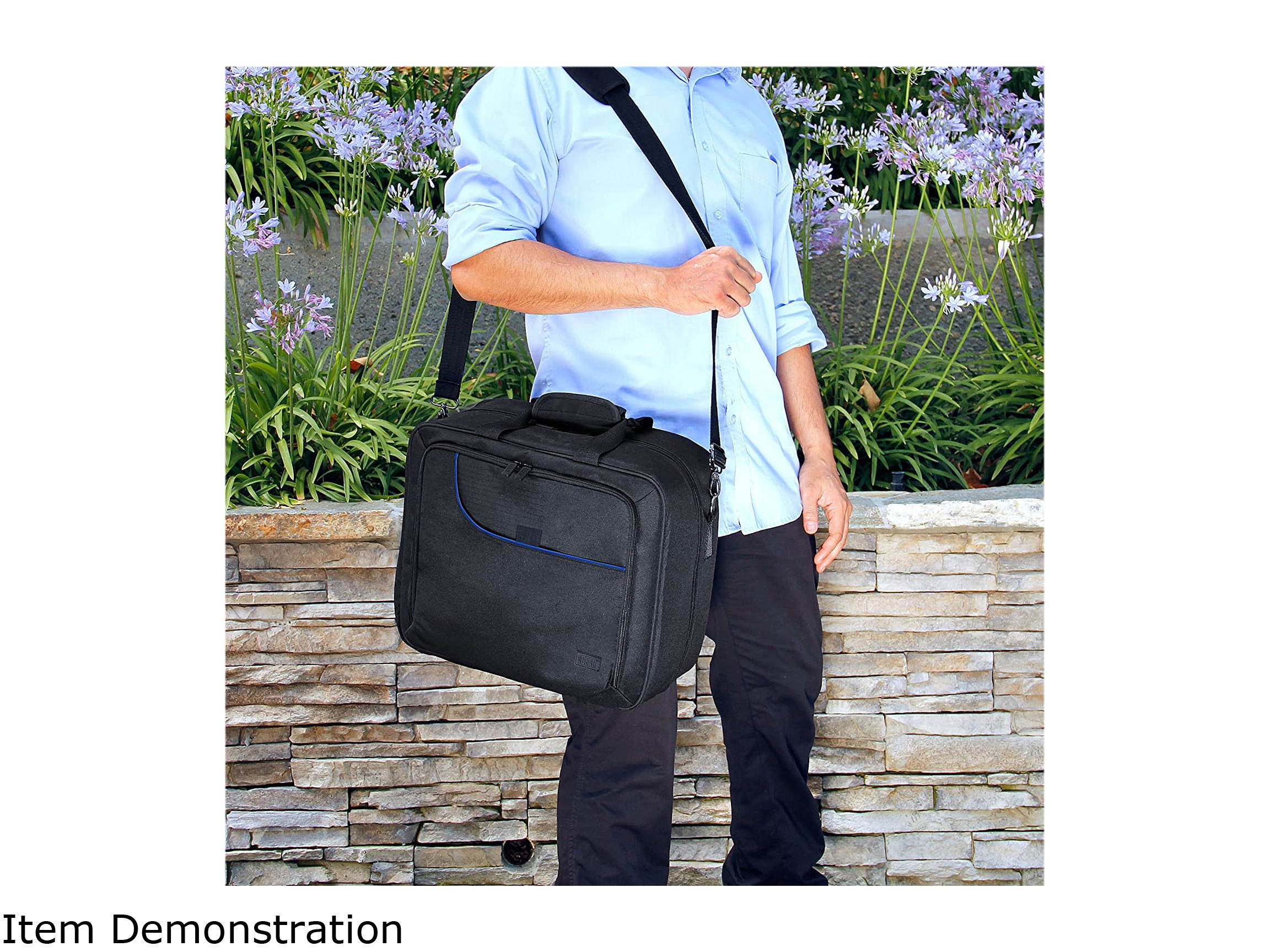 USA GEAR Console Carrying Case - PS4 Case Compatible with Playstation 4 Slim, PS4 Pro, and PS3 - Customizable Interior Stores PS4 Games, PS4 Controller, PS4 Headset, and More Gaming Accessories (Blue)