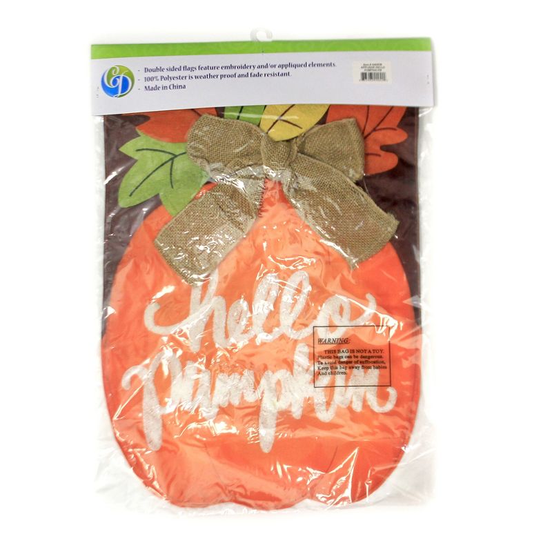 Home & Garden 18.0" Hello Pumpkin Applique Flag Double Sided Custom Decor  -  Flags
