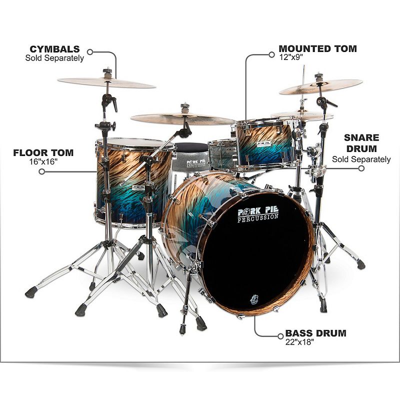 Pork Pie Birch 3-Piece Shell Pack Blue Fade Dip
