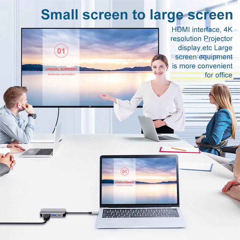 USB C to HDMI VGA Adapter, DEFEILIN 4 in 1 Portable USB C Hub with VGA, HDMI, USB3.0 and 60W Quick PD Charging Port, Compatible for MacBook, Phone, Laptops and Tablets