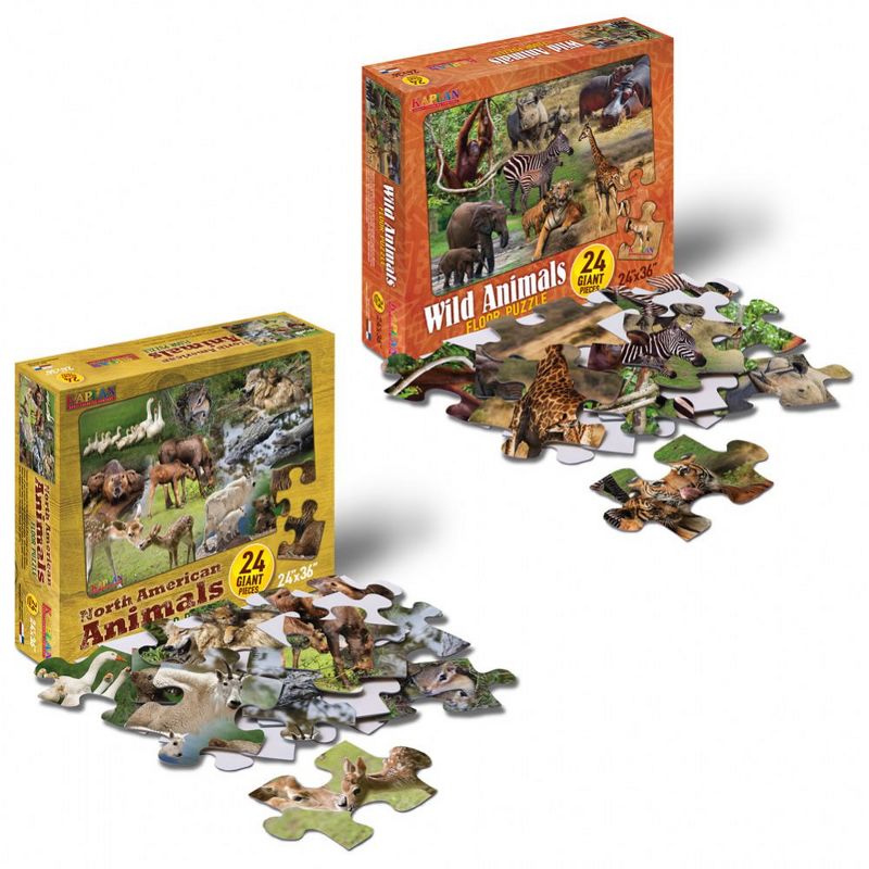 Kaplan Early Learning Company Wild and North American Animals Floor Puzzles - Set of 2