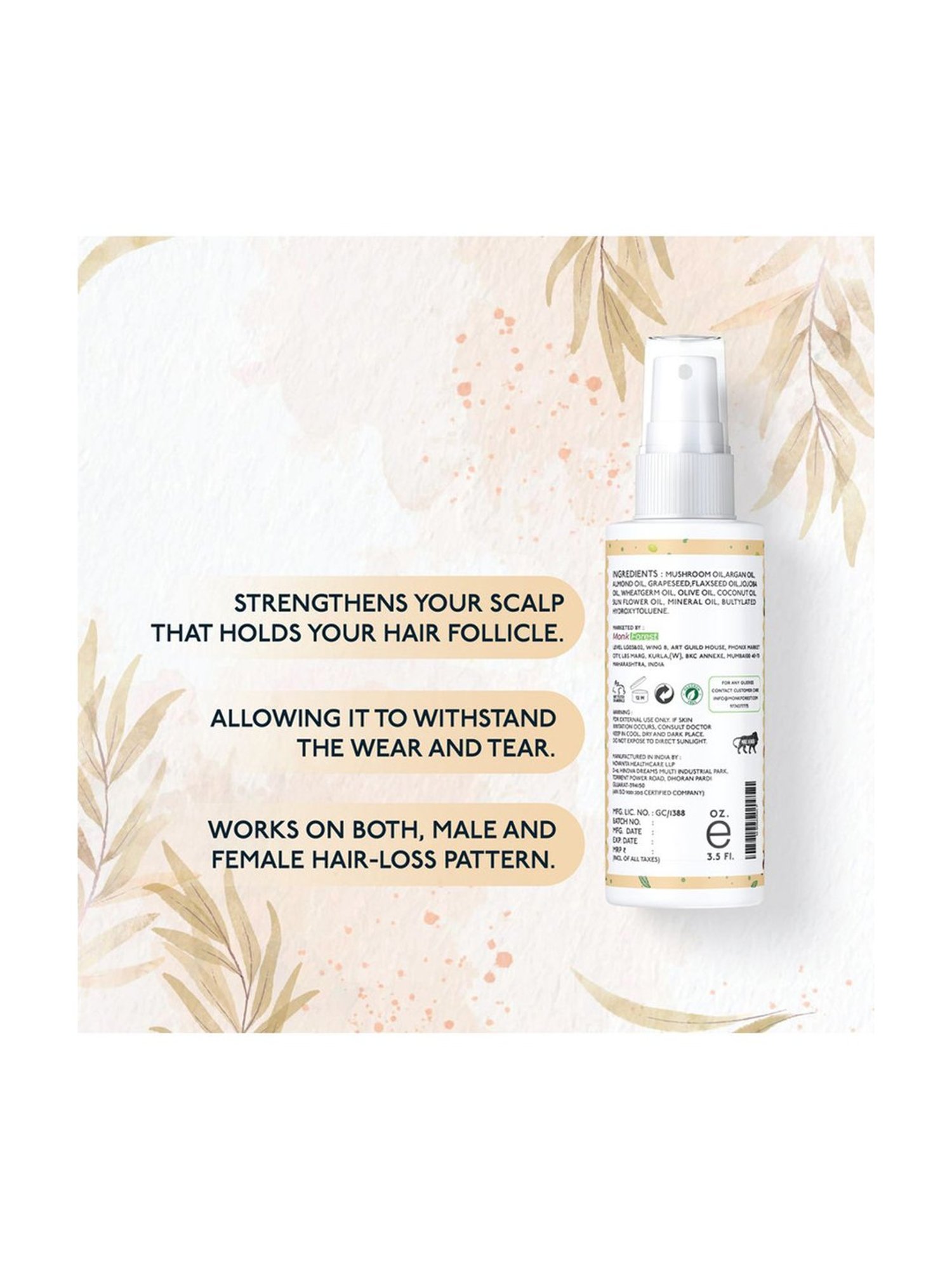 Monk Forest Hairloss Preventing Mushroom Hair Oil with Cooling Effect - 100 ml