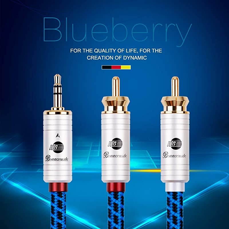 JIB  Blueberry Series 6N OCC 35MM Male to 2RCA Male HighEnd HiFi Cable 98ft3M
