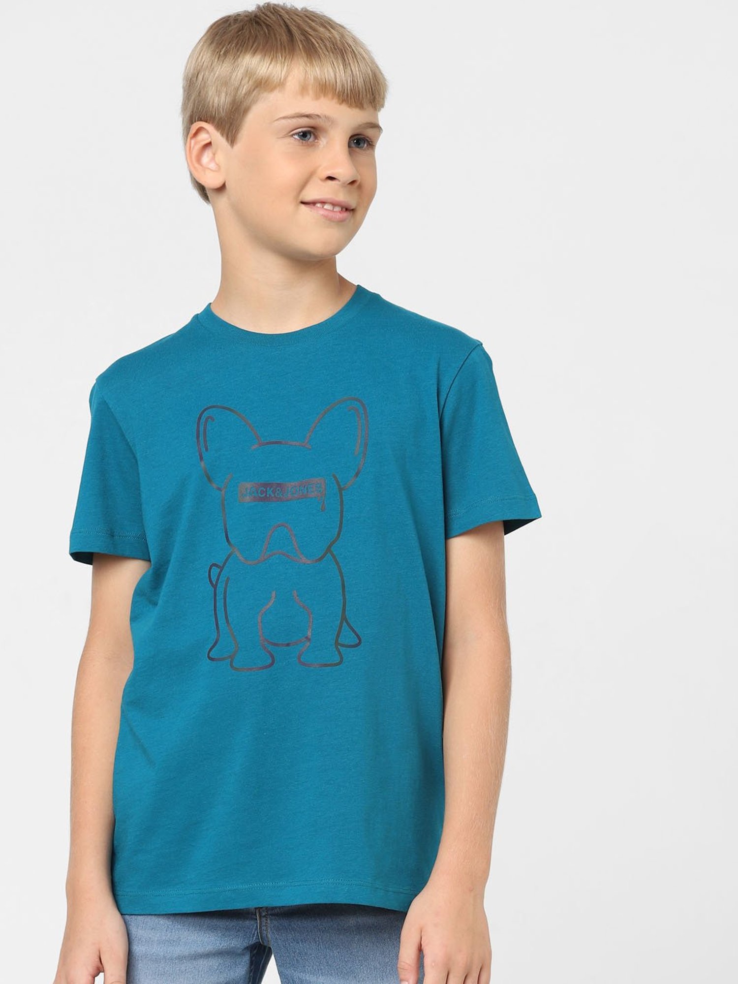 Jack & Jones Junior Boys Teal Printed T-Shirt