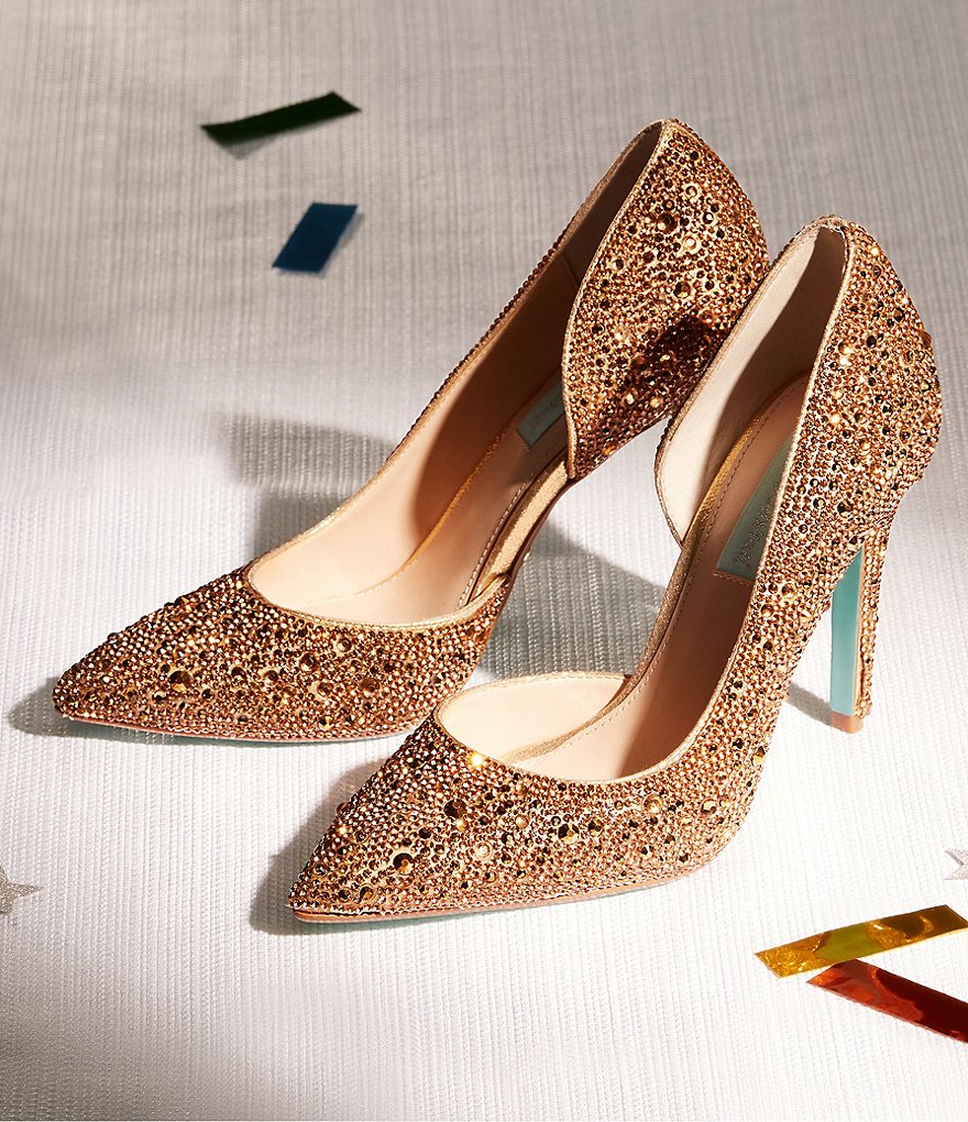 Blue by Betsey Johnson Hazil Jeweled d'Orsay Pointed Toe Stiletto Pumps