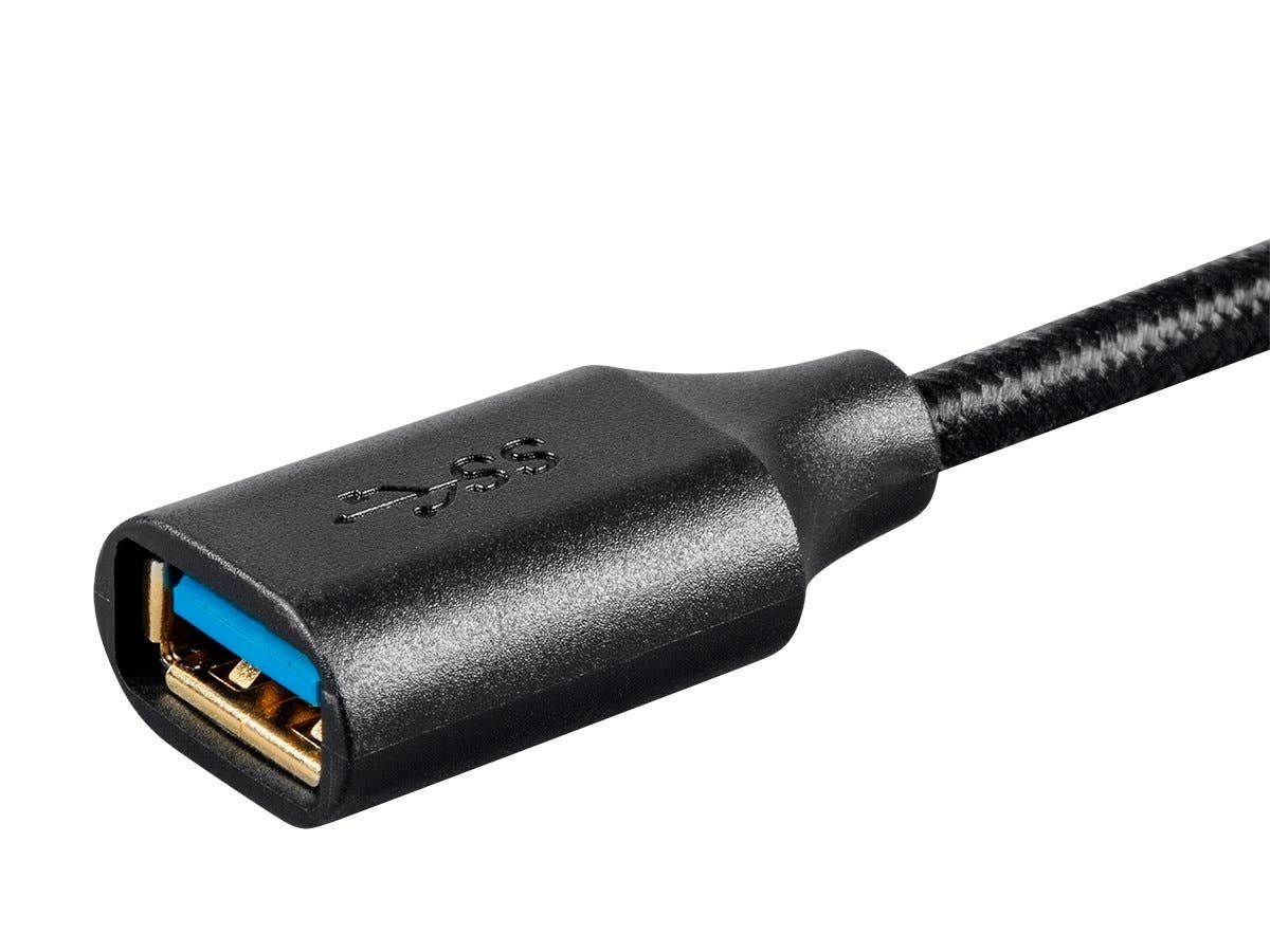 Monoprice USB & Lightning Cable - 6 Feet - Black | USB 3.0 A Male to A Female Premium Extension Cable