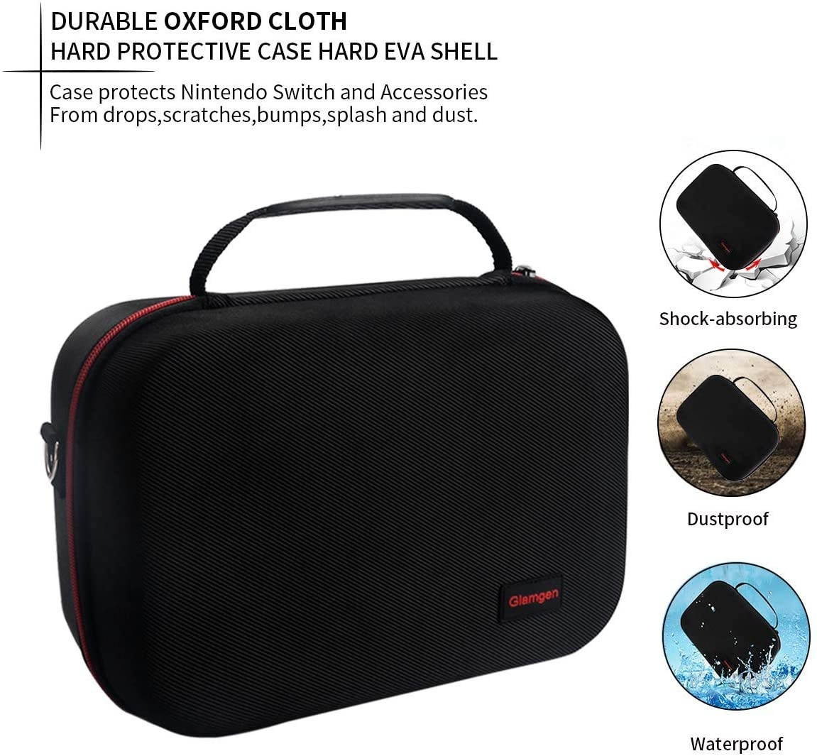 Locking Carrying Case for Nintendo Switch，Protective Travel Hardshell Deluxe Bag with Anti-Theft TSA Combination Lock for Switch Console, Pro Controller, Switch Dock, AC Adapter with 16 Game Cards