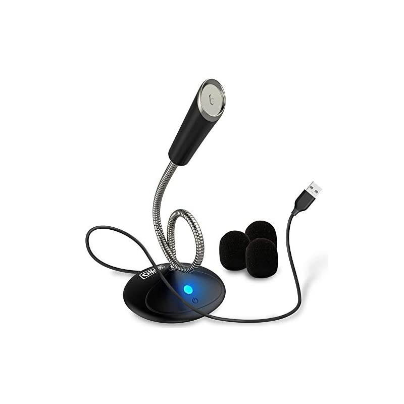 USB Computer Microphone Plug amp Play for Podcast Vocal Voice Studio Recording 5ft Mic Gaming PC YouTube Skype Desktop Laptop Omnidirectional Condenser Mute Button with LED wTravel Bag