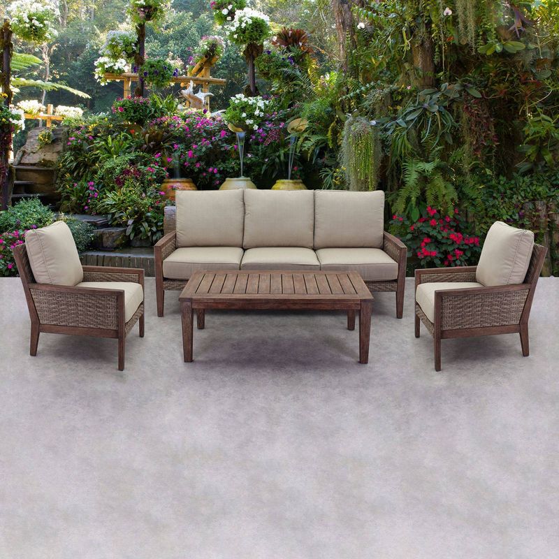 Tahoe Outdoor Three-Seater Sofa - Brown Wicker - Serta