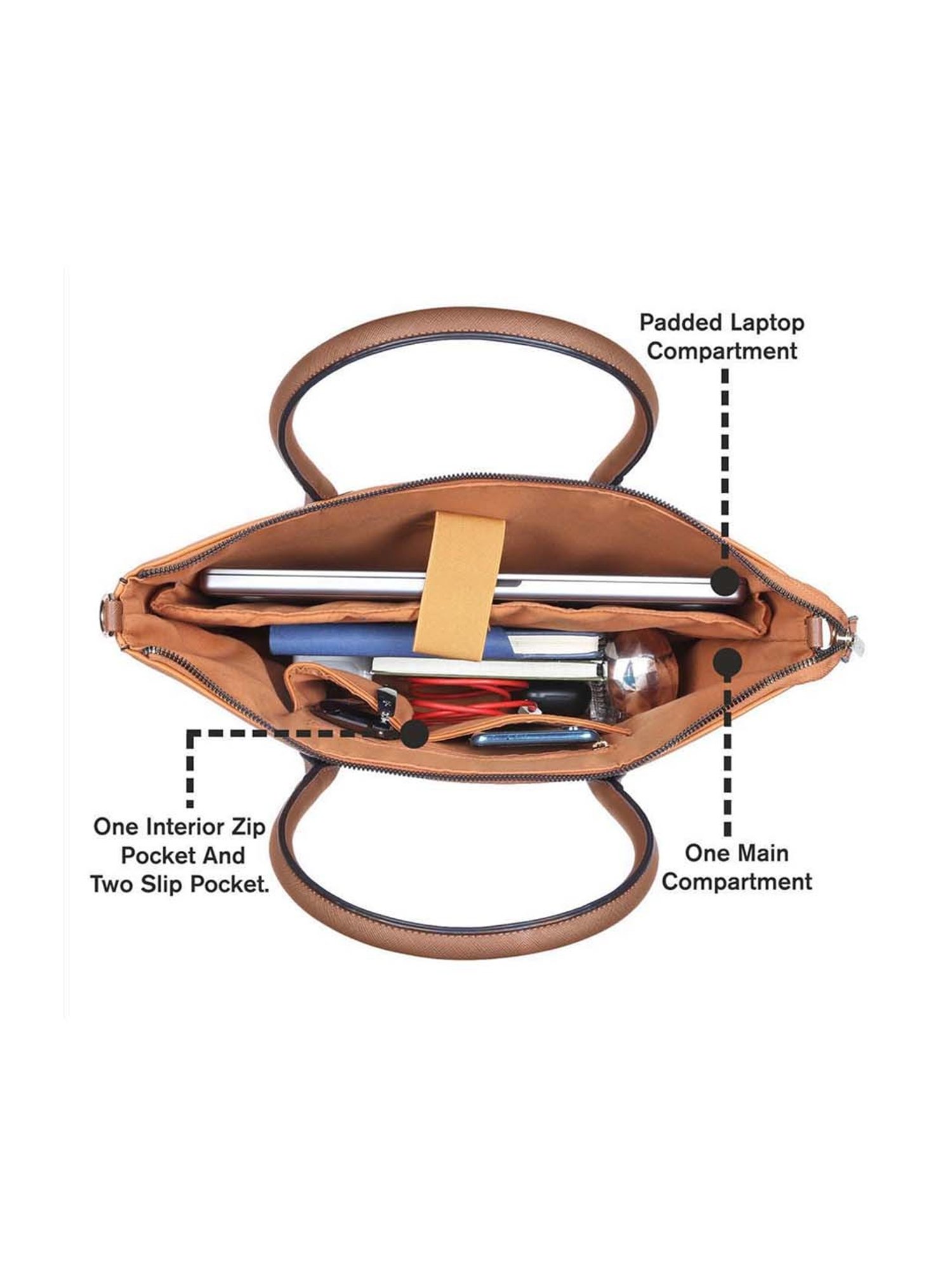 Baggit Brown PVC Solid Laptop Messenger Bag