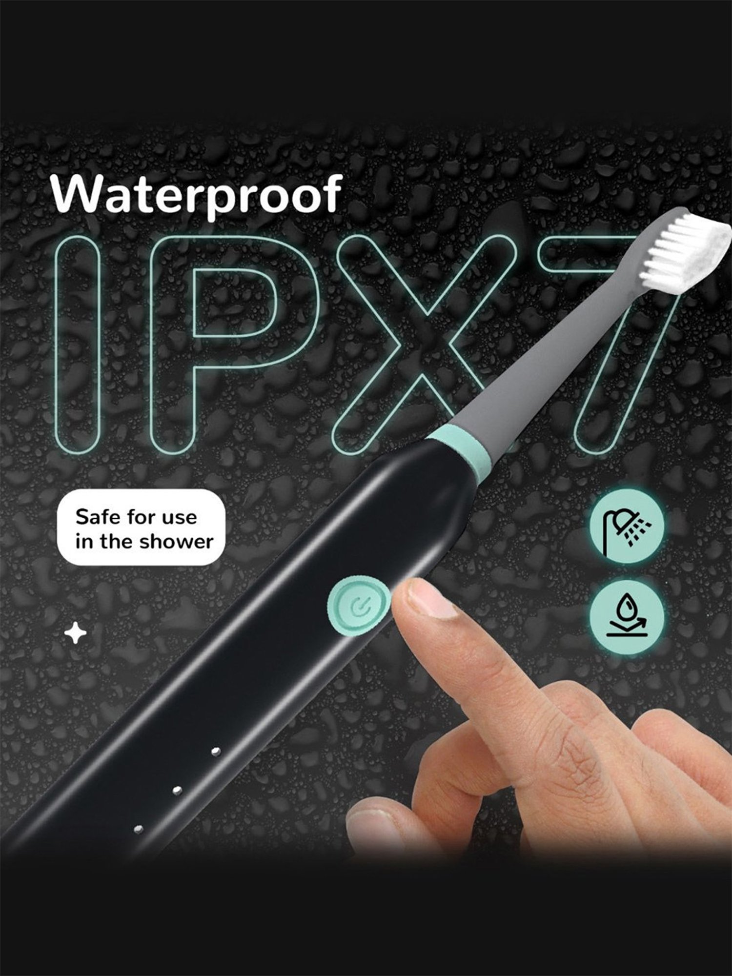 Caresmith Spark Rechargeable Electric Toothbrush with 2 Brush Heads (Black)