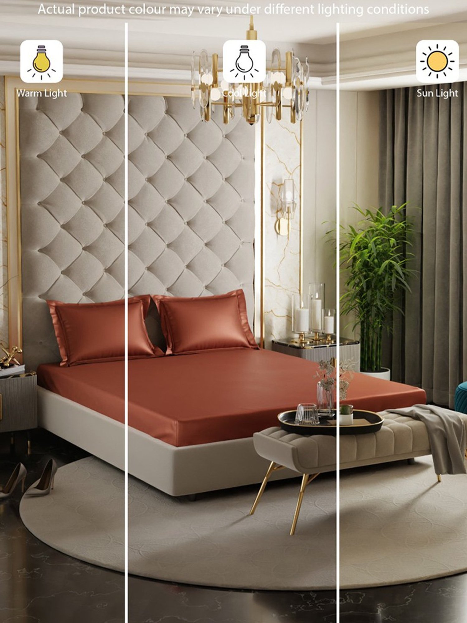 Stoa Paris Tan 300 TC Polyester Super King Fitted Sheet with 2 Pillow Covers