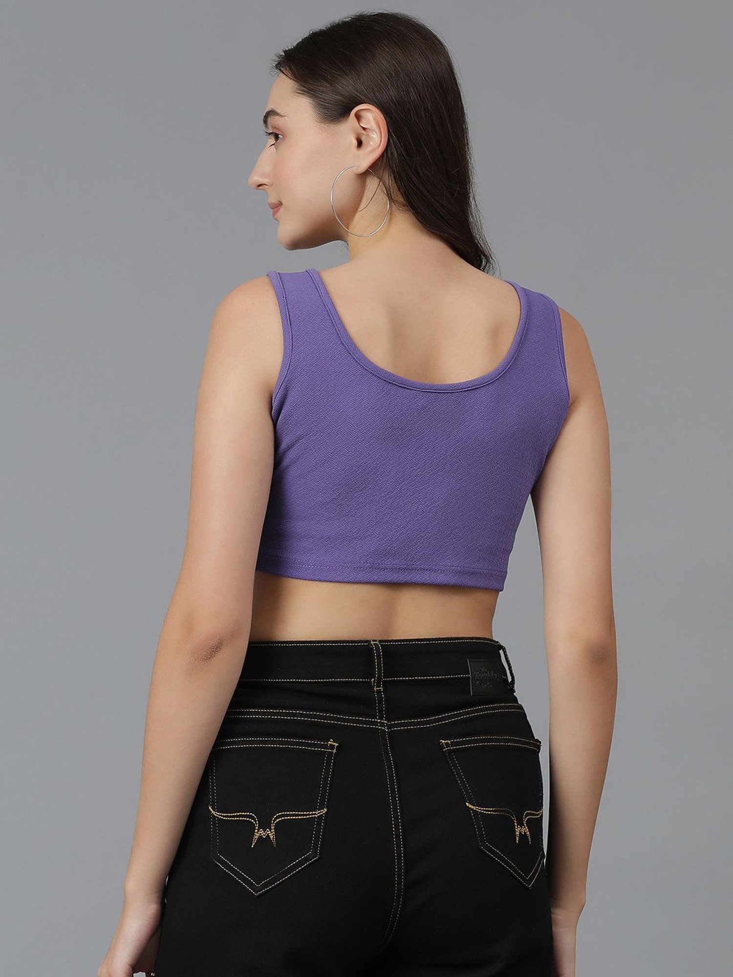 Kotty Purple Printed Crop Top