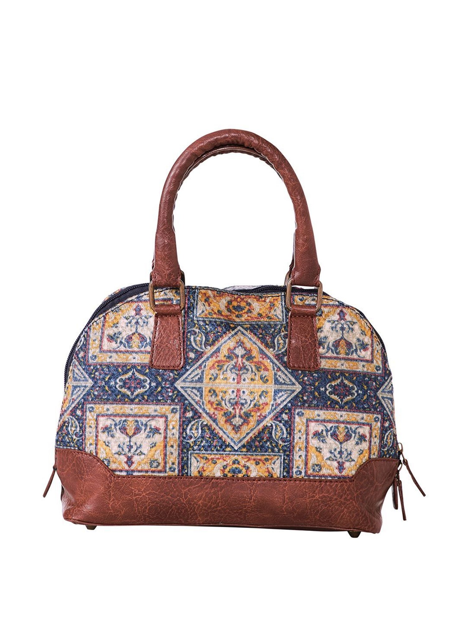 Mona B Blue Printed Medium Handbag
