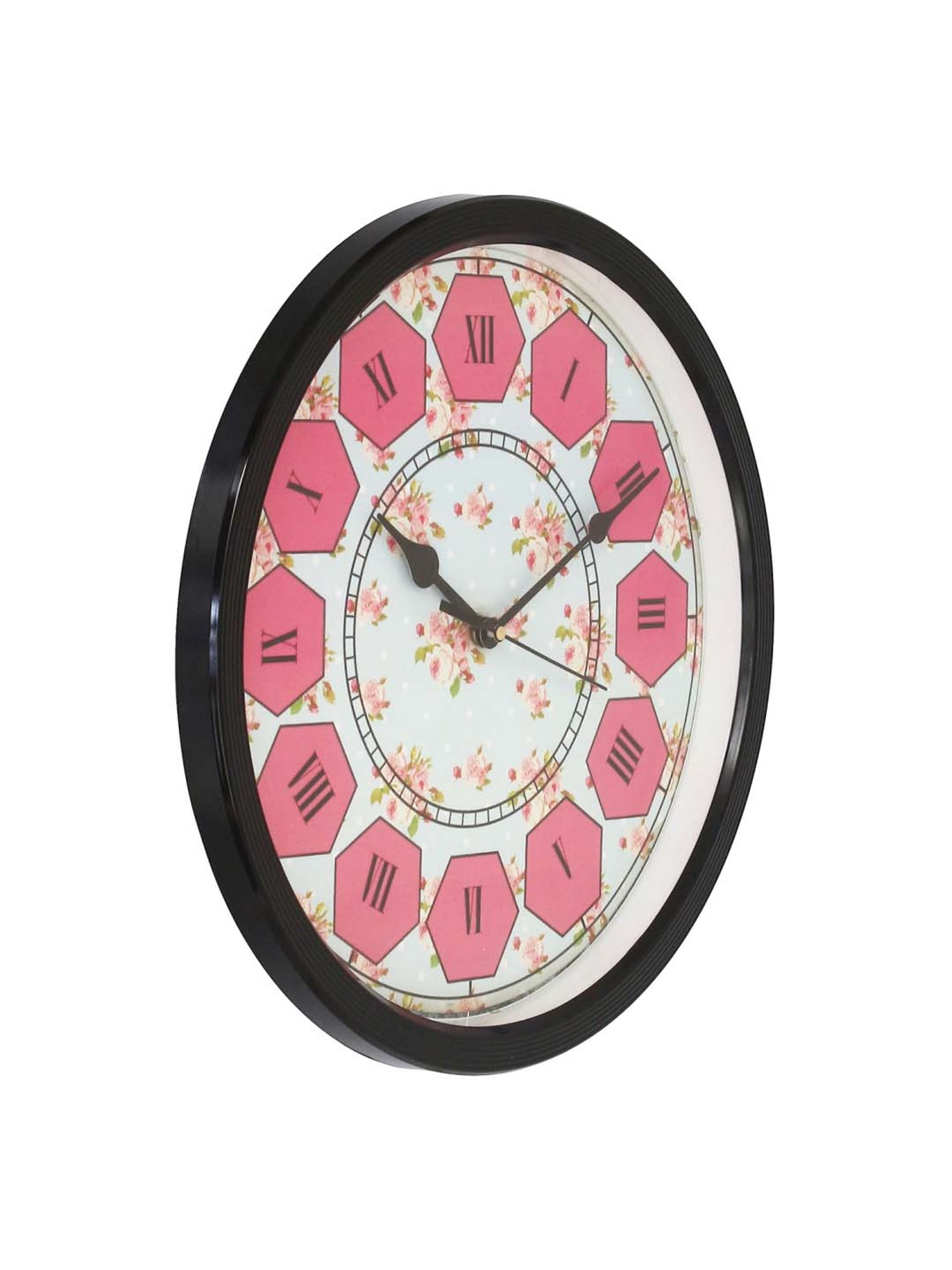 eCraftIndia Designer Round Analog Black Wall Clock