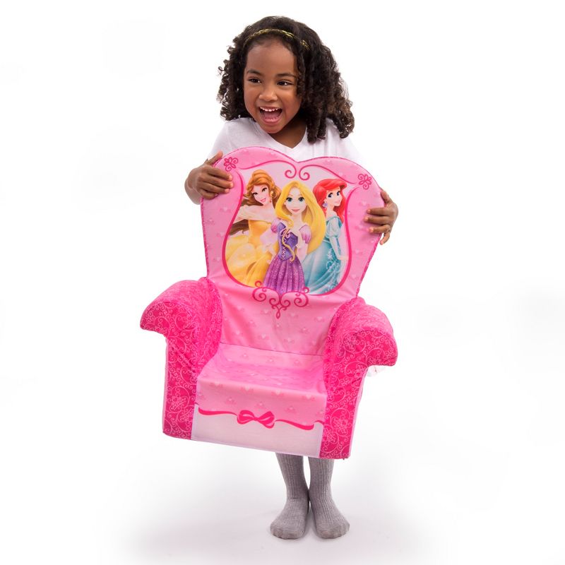 Marshmallow Furniture Comfy Foam Toddler Chair Kid's Furniture for Ages 2 Years Old and Up, Disney Princess Themed, Pink