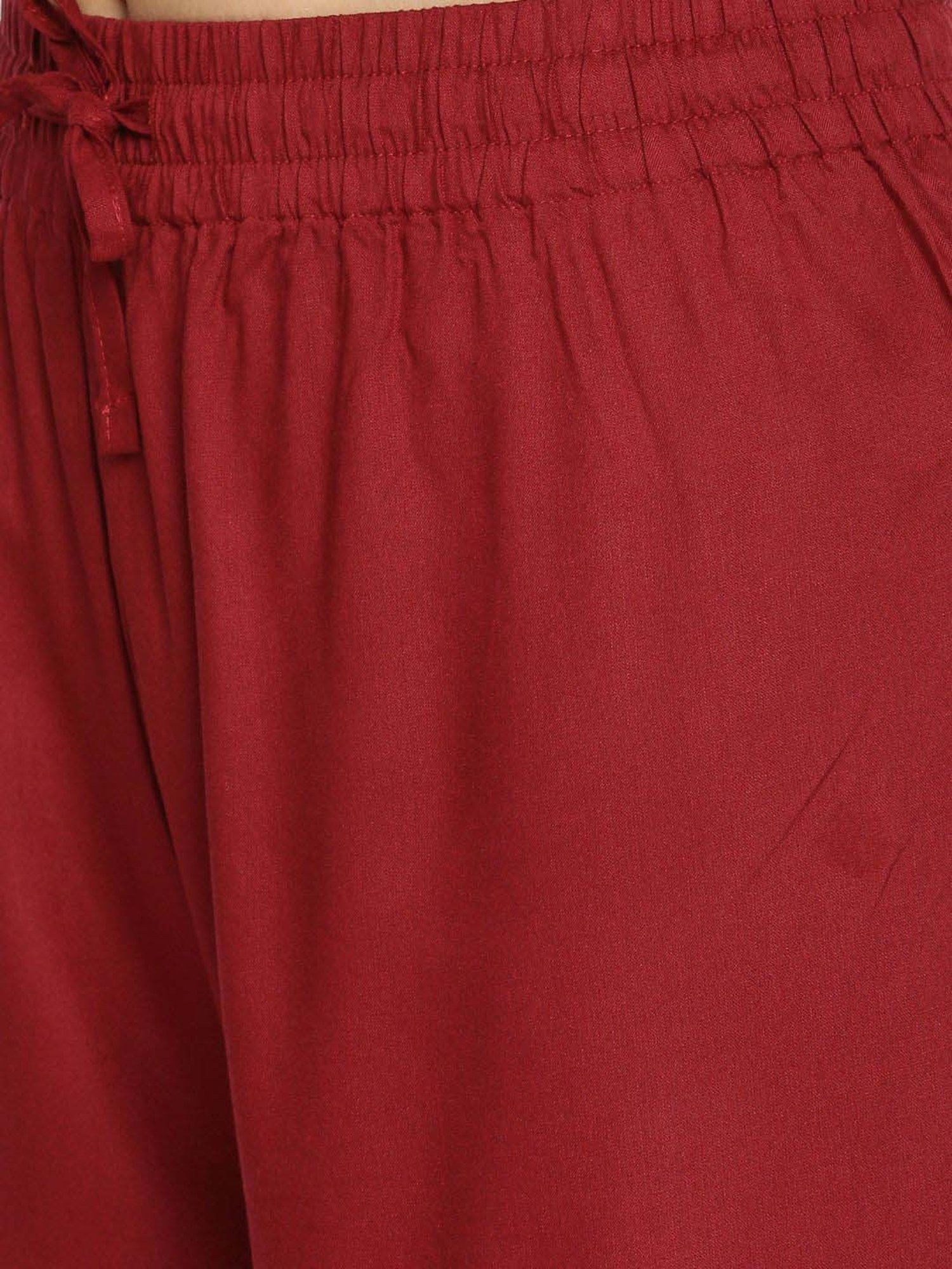 TWIN BIRDS Green & Maroon Mid Rise Palazzos - Pack Of 2