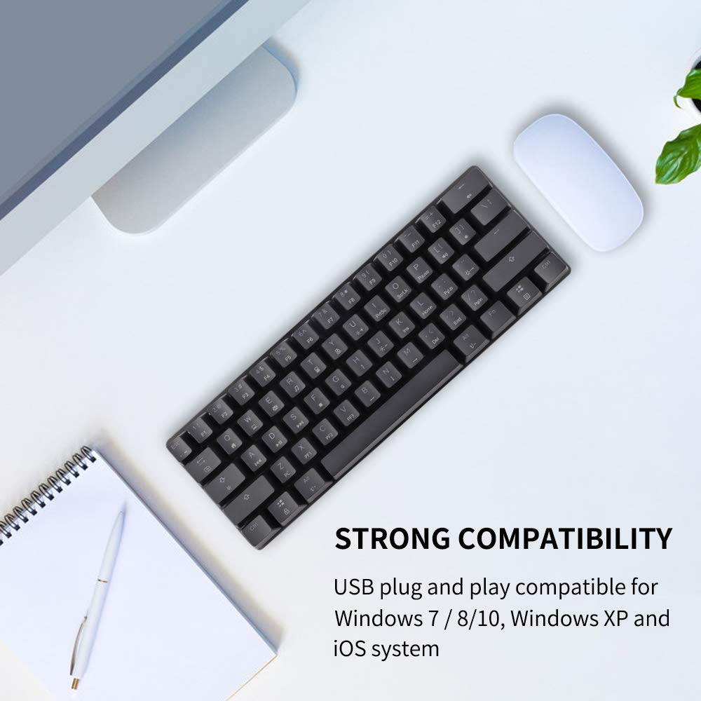 STOGA 60% Mechanical Gaming Keyboard, RGB Small Compact 61-Key USB-C Wired Brown Switch Mini Gaming/Office Portable Computer Keyboard