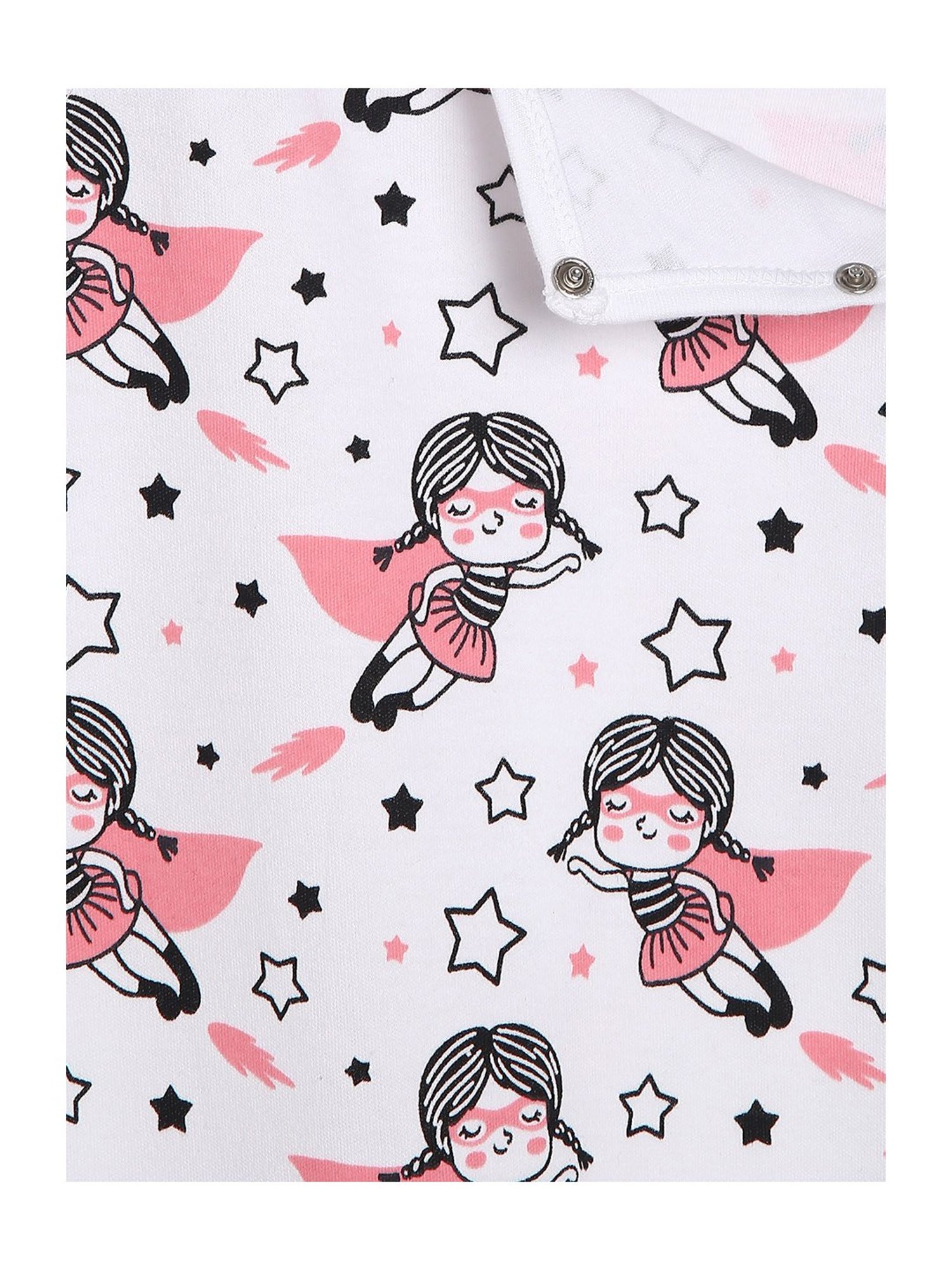 Berrytree Organic Kids Pink Cotton Super Girl Print Rompers