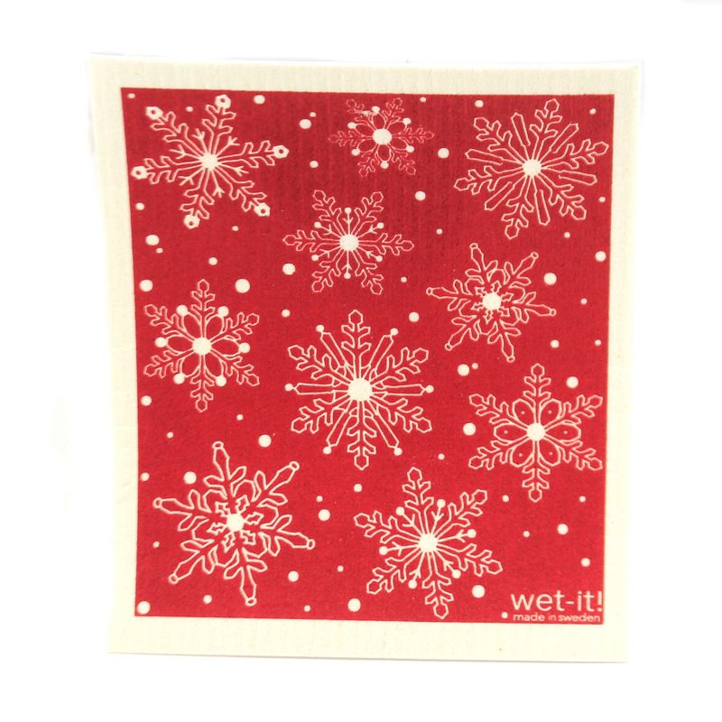 Swedish Dish Cloth 7.75" Winter Cats Absorbent Cleaning Cloth Snowflakes  -  Dish Cloth