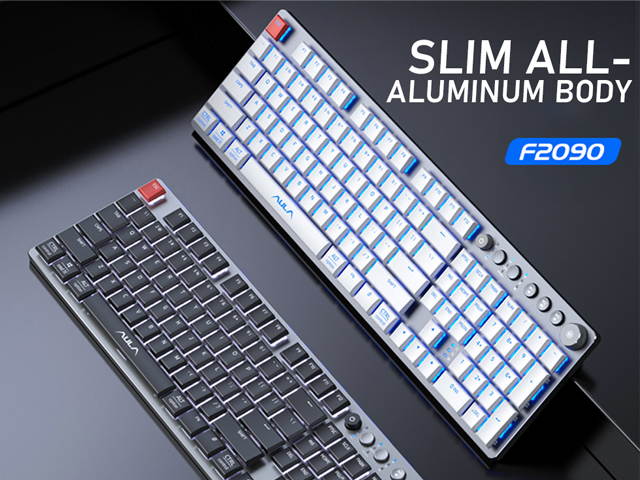 AULA F2090 Mechanical Gaming Keyboard Ultra-thin 104 Keys with 3 Modes(wired+2.4G+bluetooth) Easy-Switch Suitable for PC/MAC/I0S/ Android /Windows