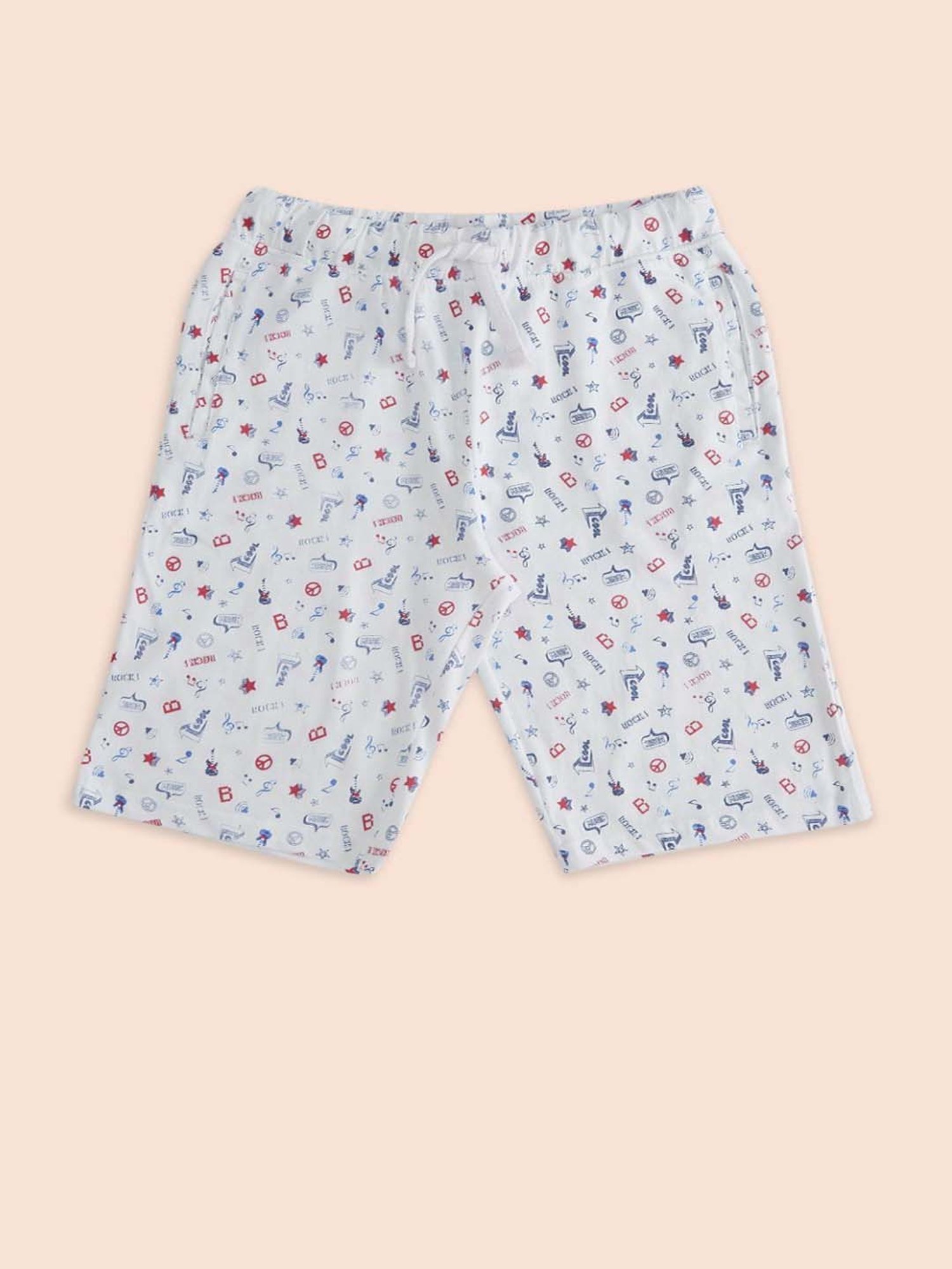 Pantaloons Baby Boys Blue & White Cotton Printed Shorts