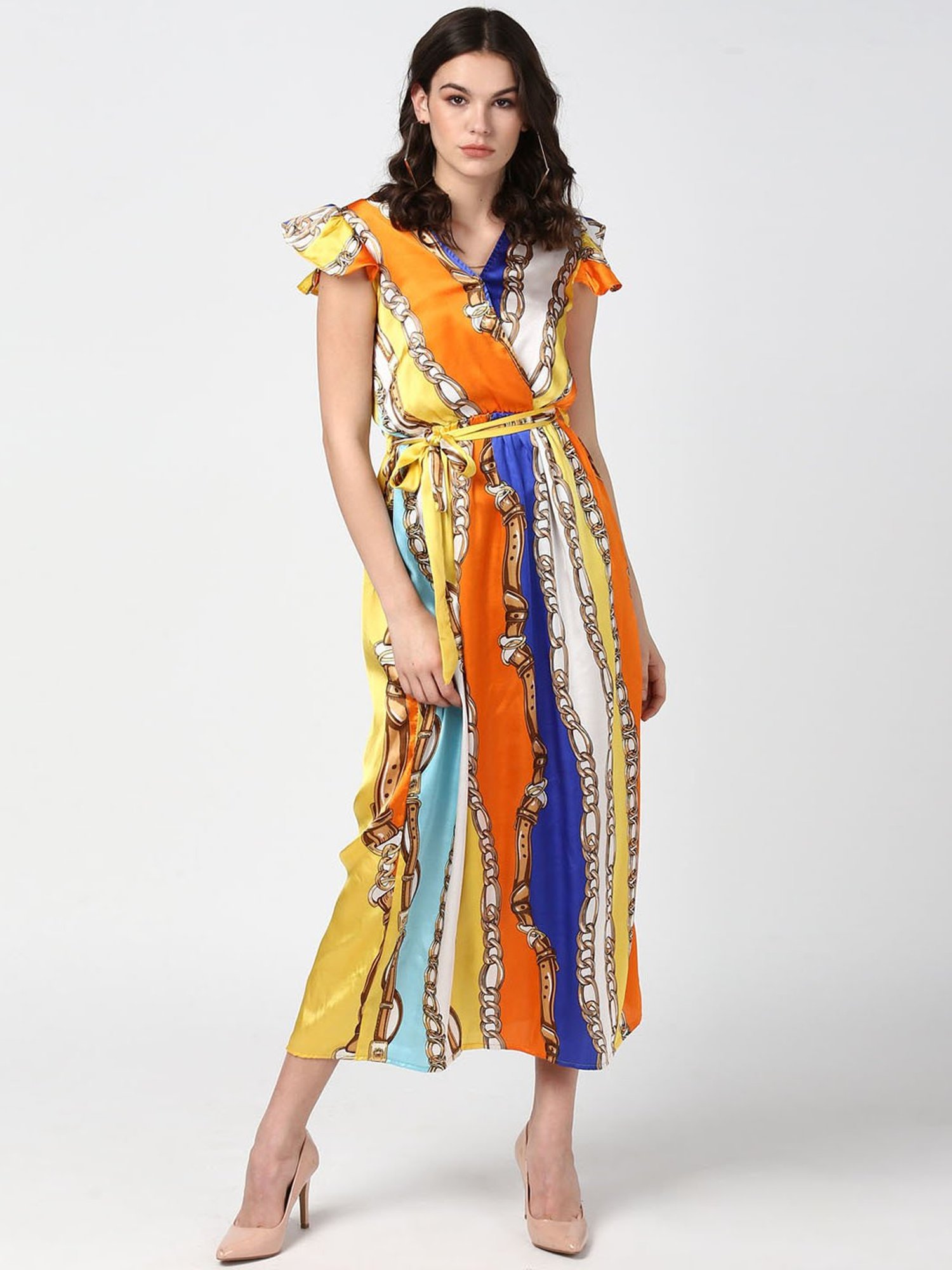 StyleStone Multicolor Printed Midi Dress