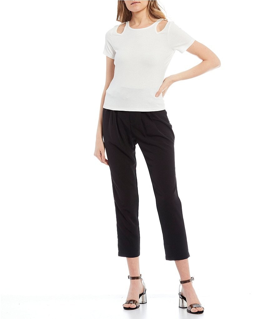 Evolutionary Short-Sleeve Cut-out Knit Top