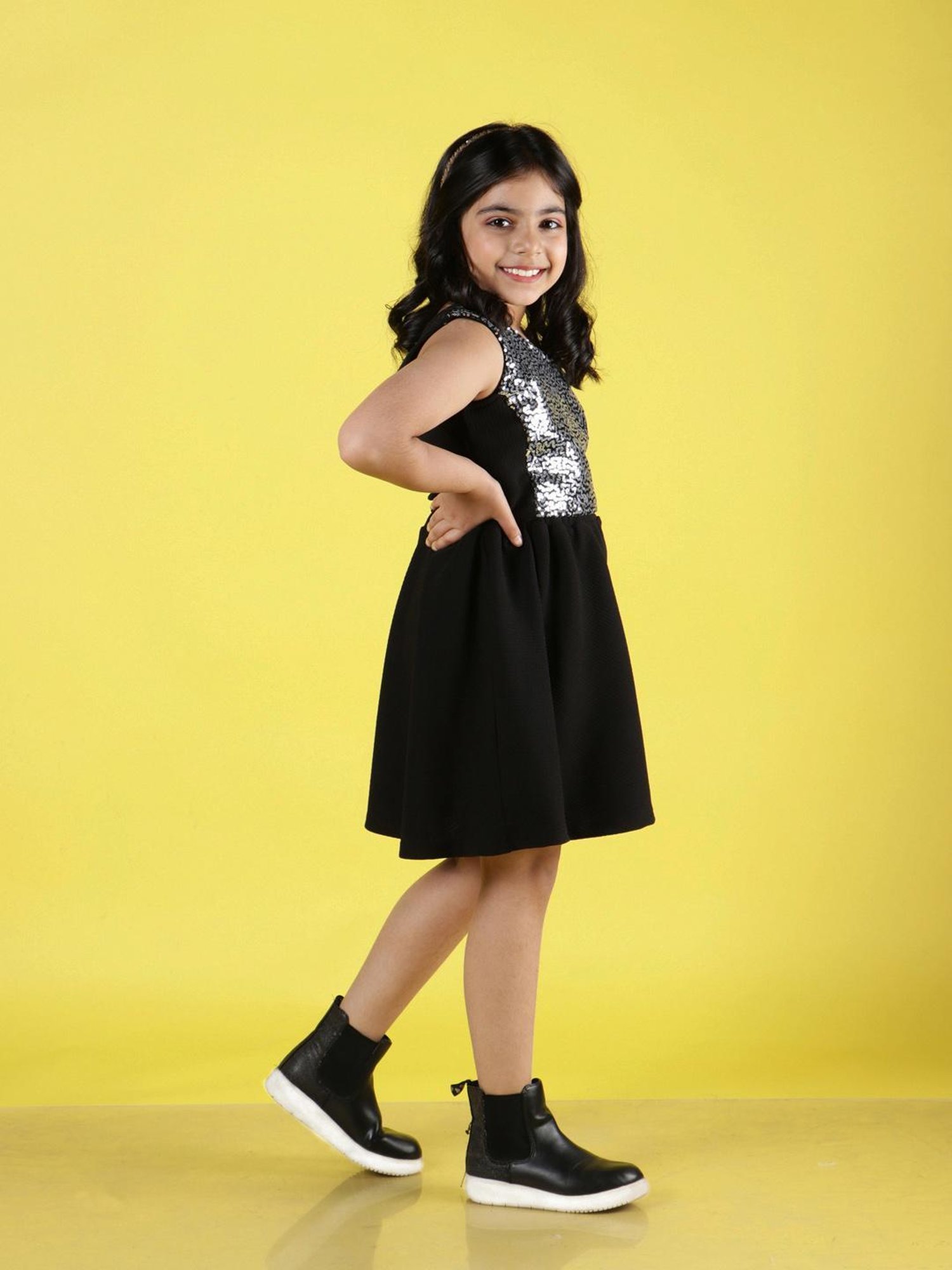 NEUDIS Kids Black Embellished Top with Skirt