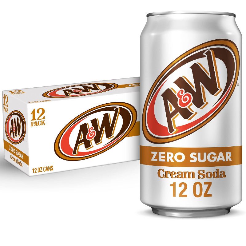 A&W Zero Sugar Cream Soda - 12pk/12 fl oz Cans