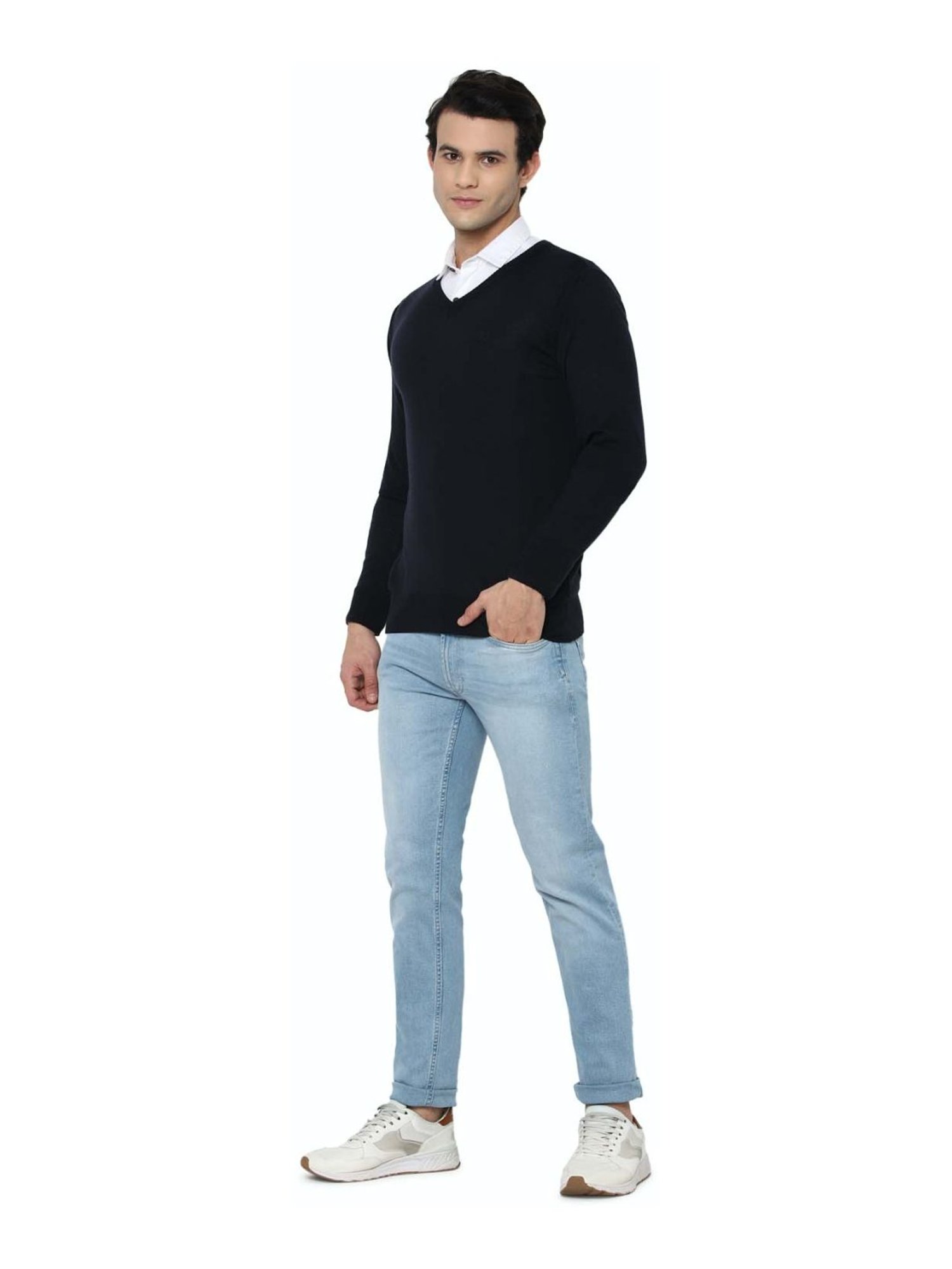 Allen Solly Navy Regular Fit Sweater