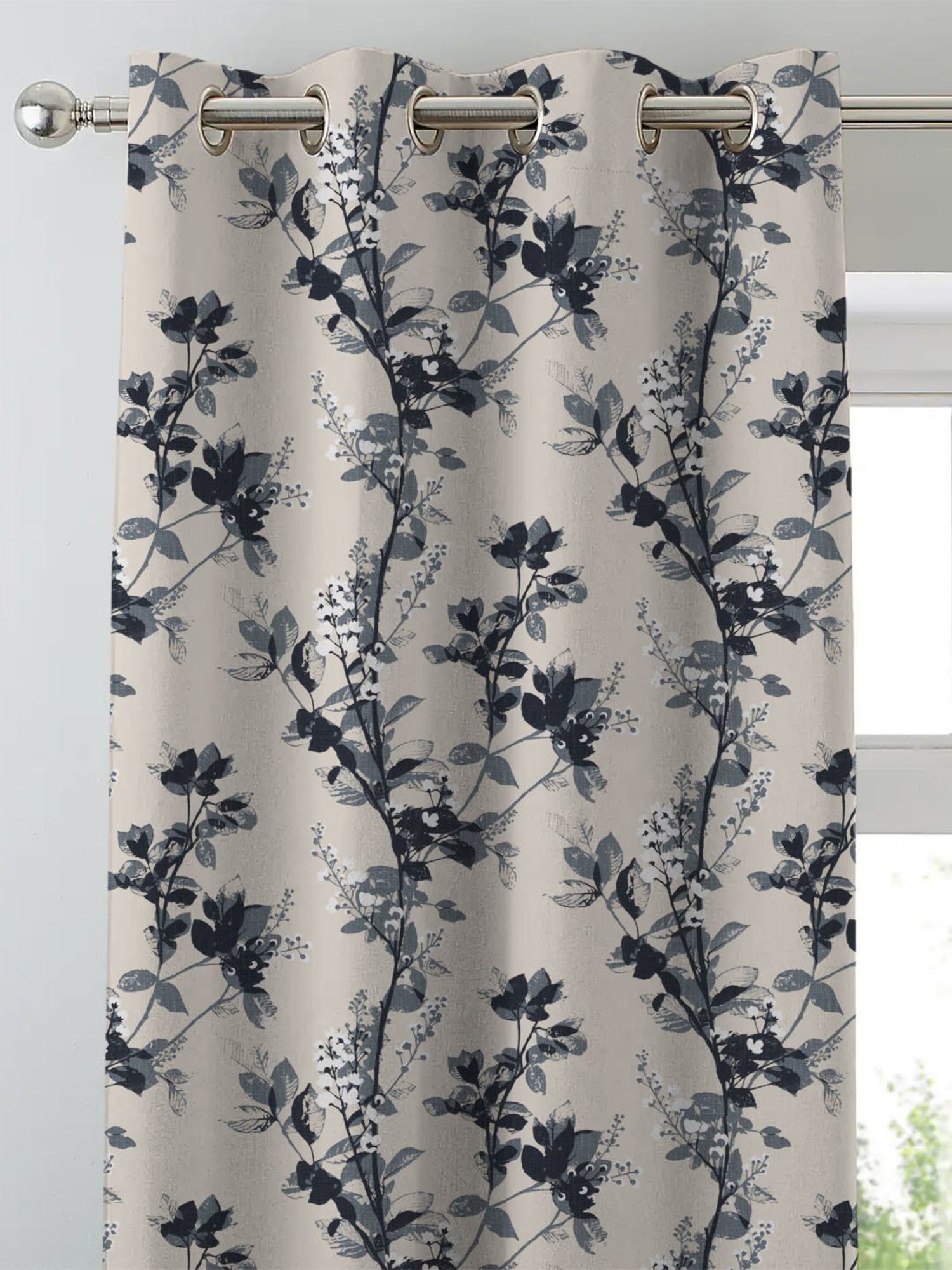 SPACES DRAPE STORY Elegent Grey Polyester 5 ft Window Curtain - Set of 2