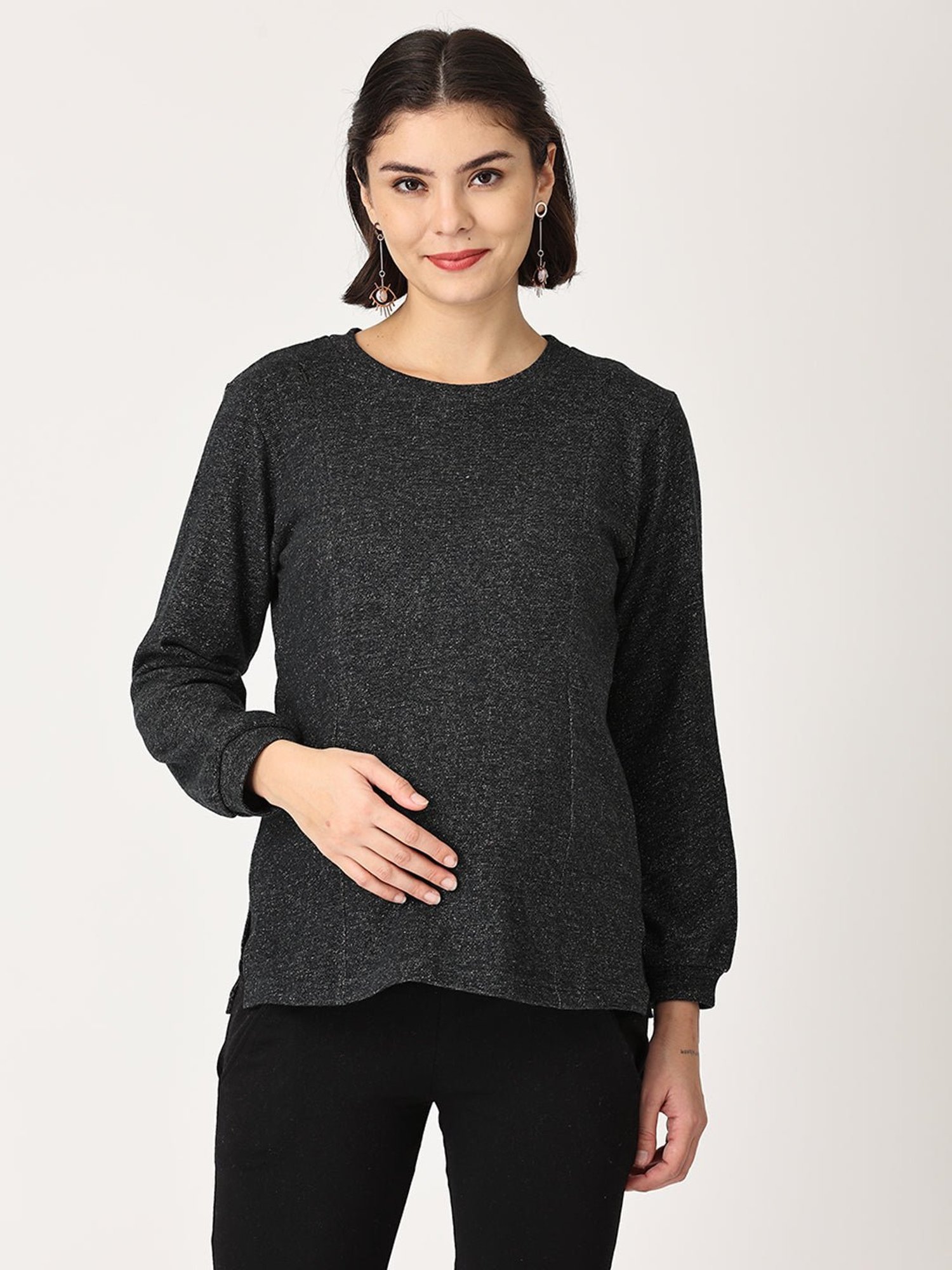 The Mom Store Black Maternity Pullover With Leggings