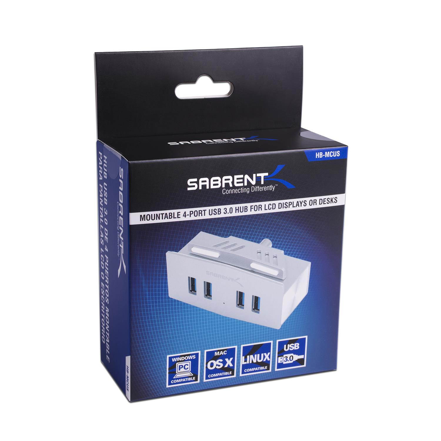 Sabrent HB-MCUS Mountable MAC & PC 4 Port USB 3.0 Hub - Silver