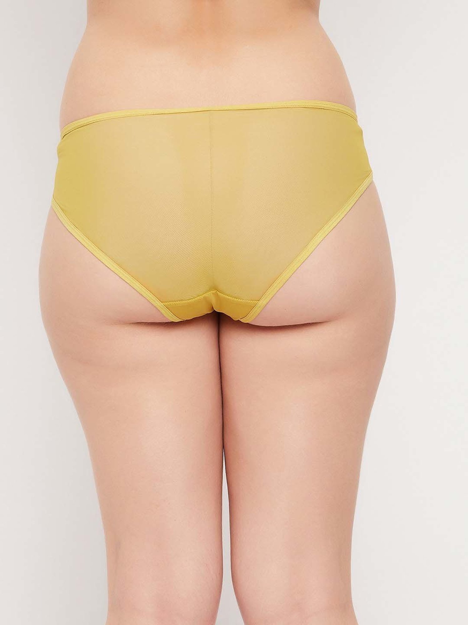 Clovia Yellow Lace Work Bikini Panty