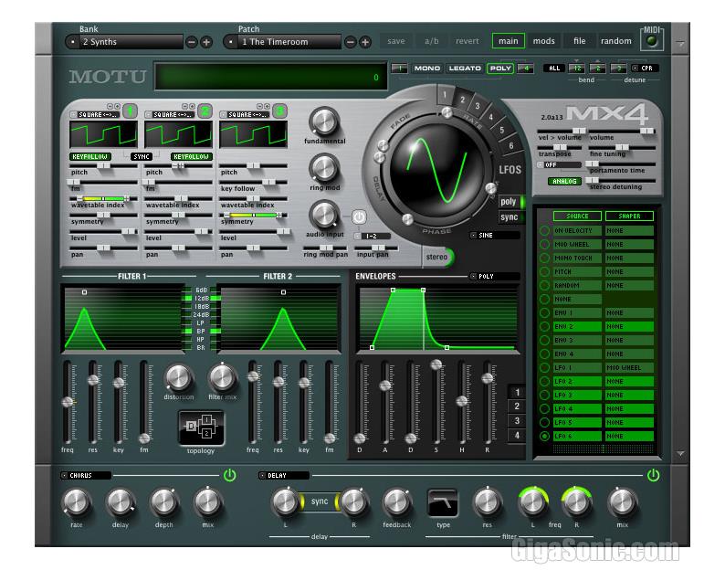 MOTU MX4 Version 2 Multi Synthesizer Virtual Instrument (Mac Only)