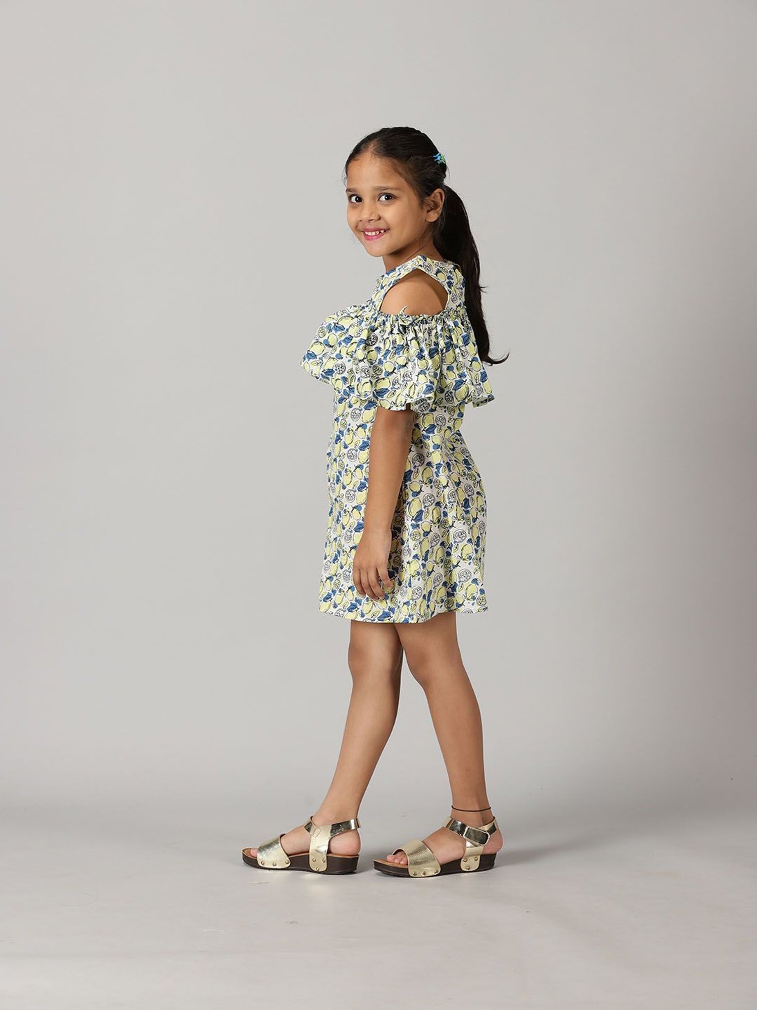 Kiddopanti Kids White Printed Dress