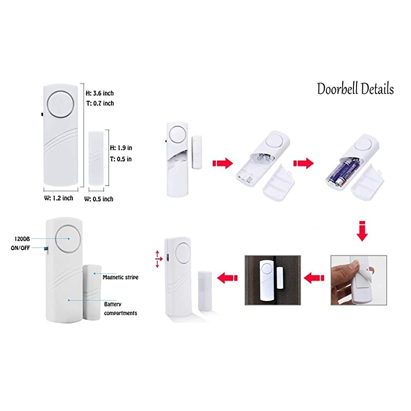 Security Window amp Door Alarm Bell | Wireless Sensor Door Window Burglar Alarm | Pack of 10