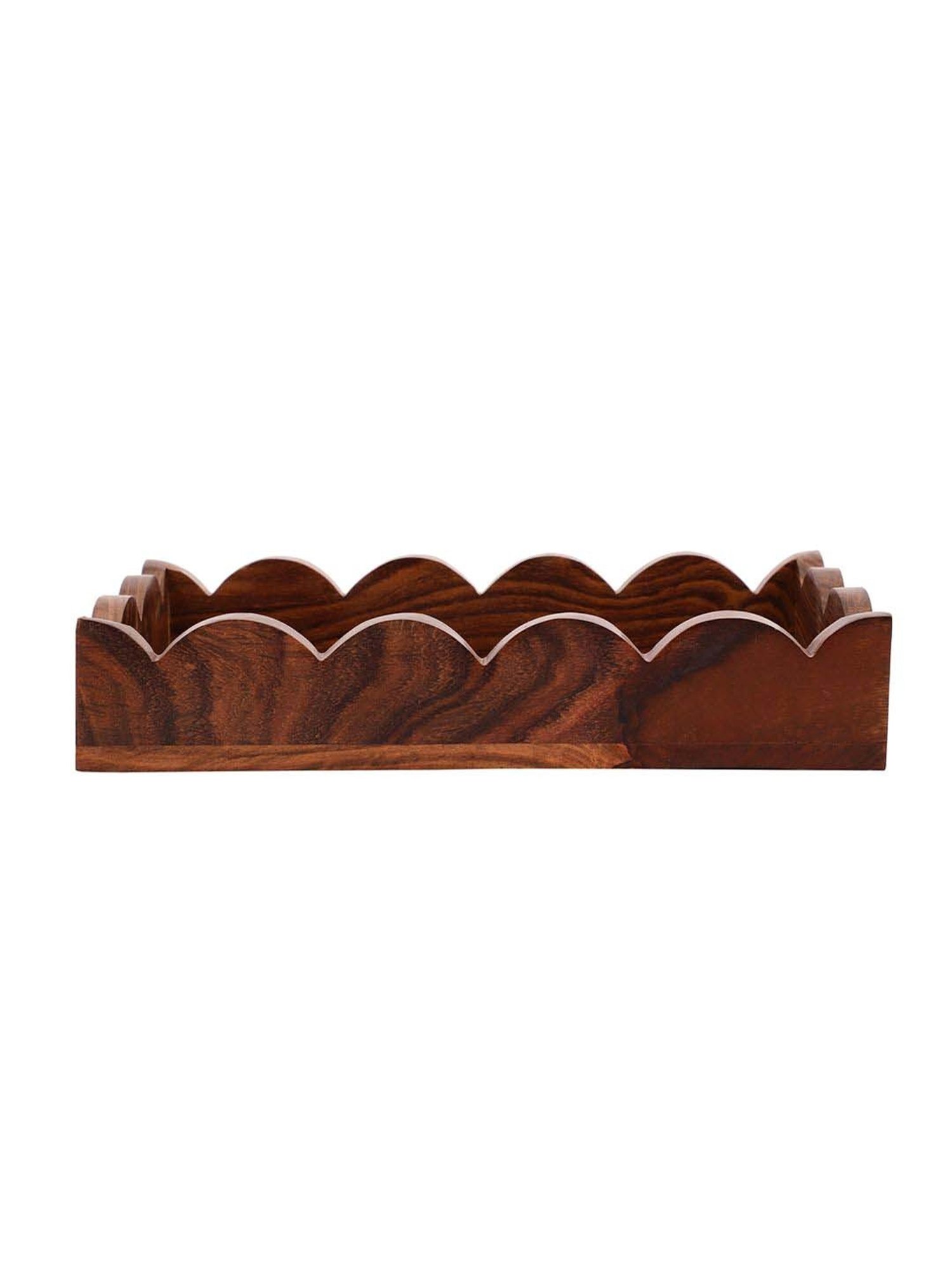 VarEesha Gul Brown Sheesham Wood Rectangular Tray