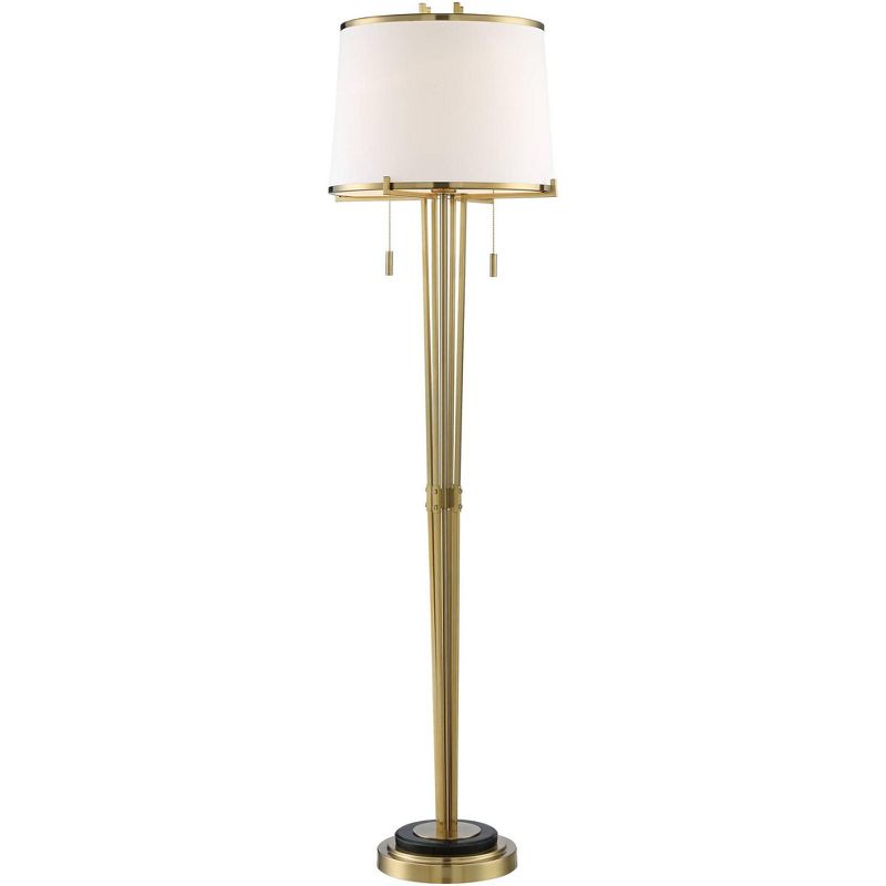 Possini Euro Design Palisade Satin Brass and Marble Modern Luxe Floor Lamp