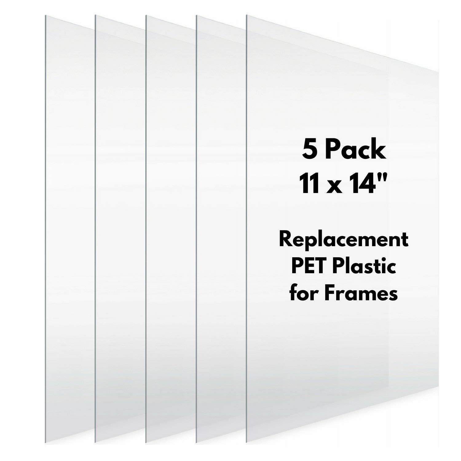 Icona Bay 11x14 Picture Frame Glass Replacement PET (11 x 14, 5 Pack) PET is Ideal Replacement Glass Material, Avoid Glass Shattering, Your Superior Replacement Picture Frame Glass Has Arrived