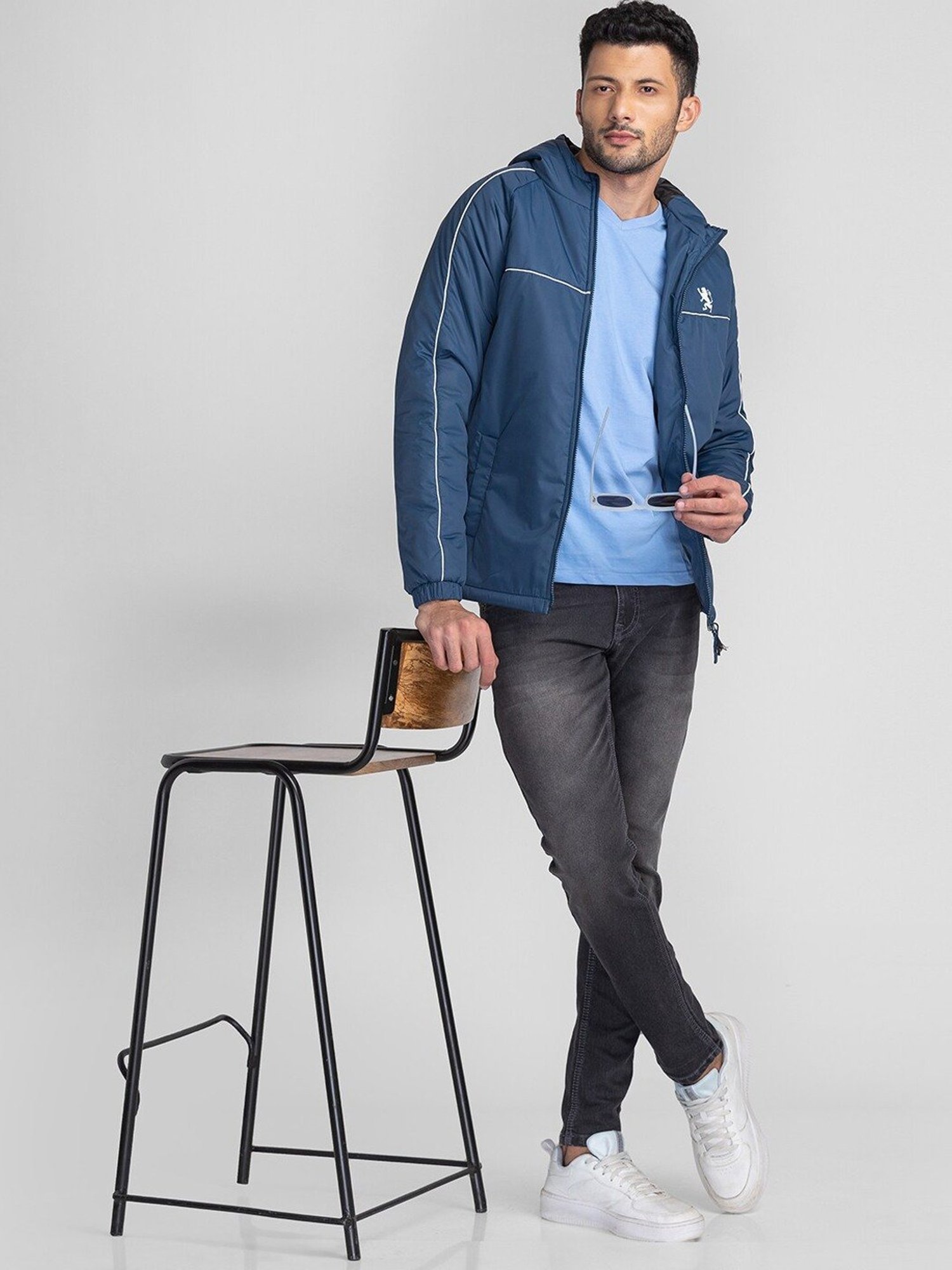 Giordano Dark Sky Blue Regular Fit Hooded Jacket